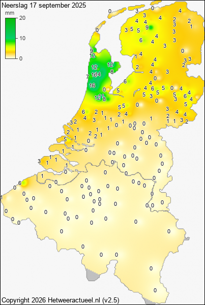 Neerslag 17 september 2025