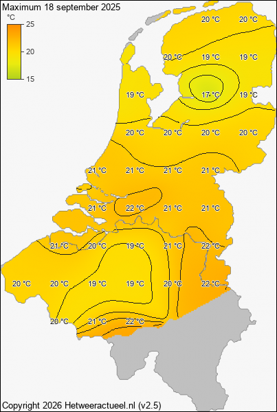 Maximum temperatuur 18 september 2025