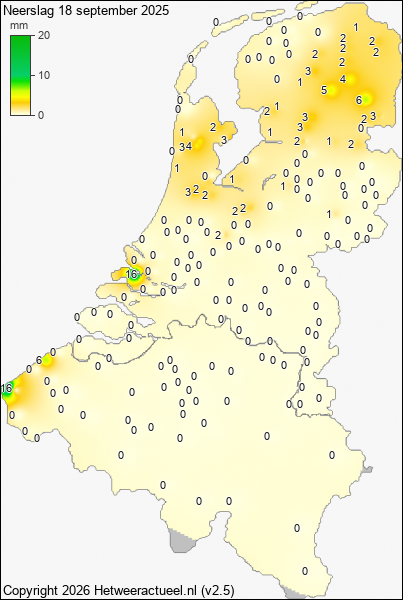 Neerslag 18 september 2025