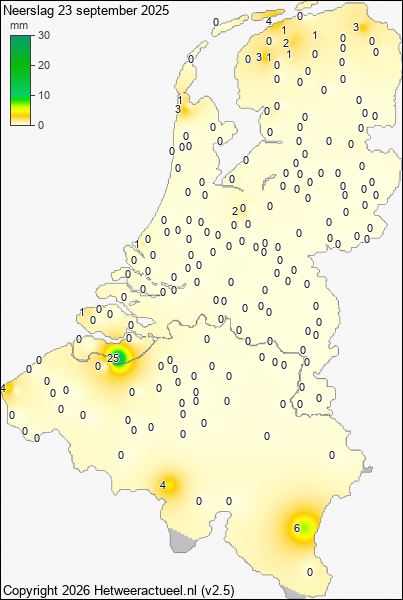 Neerslag 23 september 2025