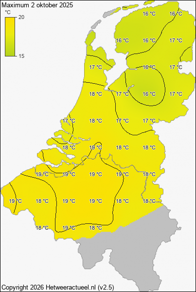 Maximum temperatuur 2 oktober 2025