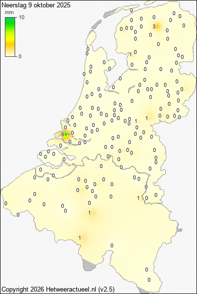 Neerslag 9 oktober 2025