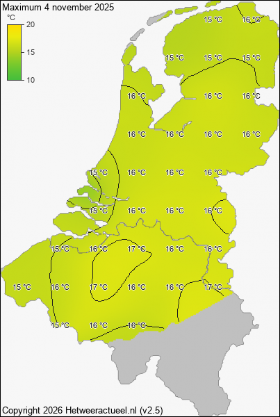 Maximum temperatuur 4 november 2025