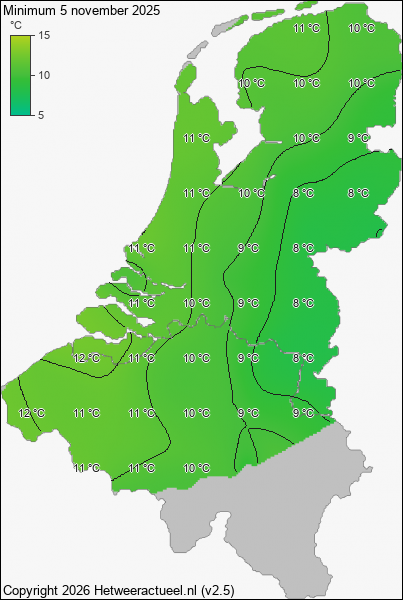 Minimum temperatuur 5 november 2025