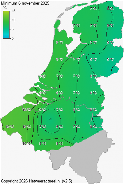 Minimum temperatuur 6 november 2025