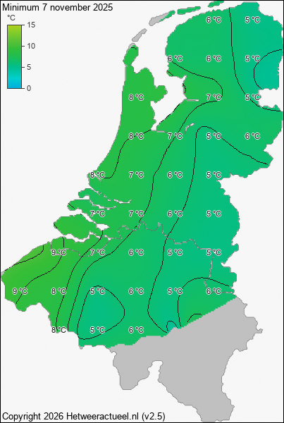 Minimum temperatuur 7 november 2025