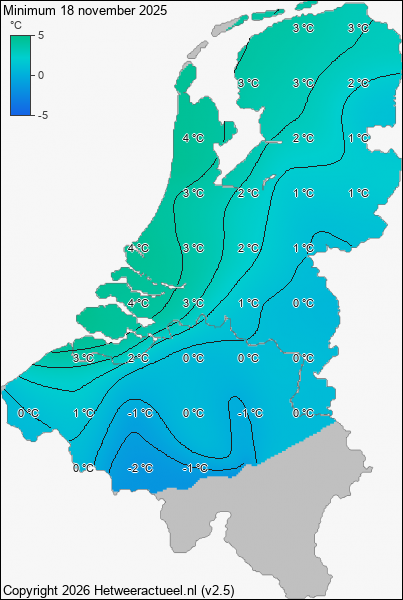Minimum temperatuur 18 november 2025