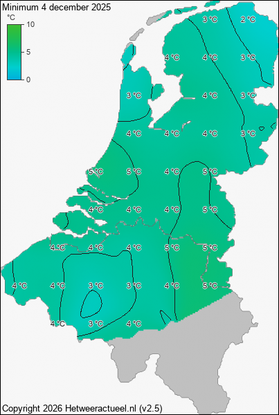 Minimum temperatuur 4 december 2025