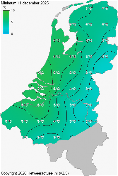 Minimum temperatuur 11 december 2025
