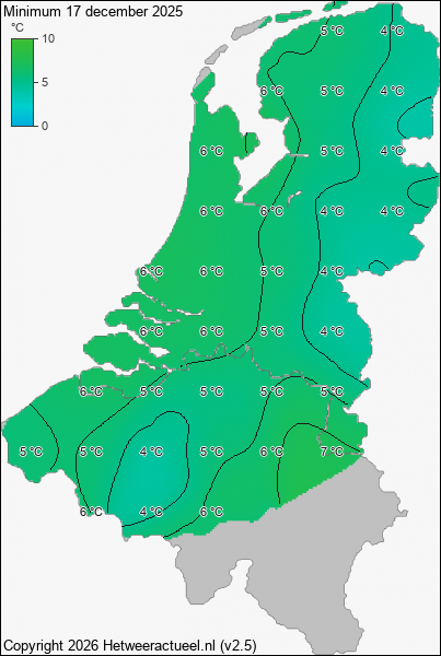 Minimum temperatuur 17 december 2025