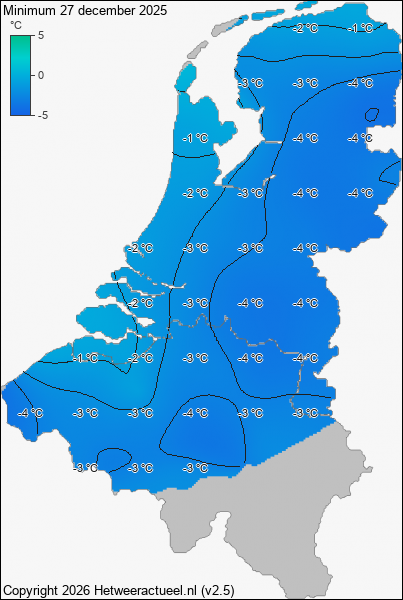Minimum temperatuur 27 december 2025