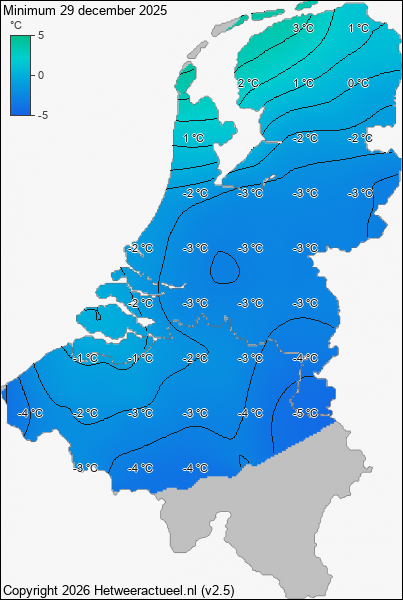Minimum temperatuur 29 december 2025