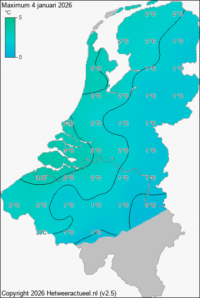 Maximum temperatuur 4 januari 2026