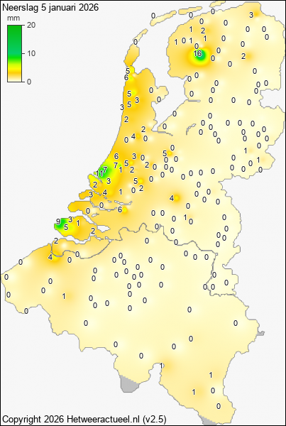 Neerslag 5 januari 2026