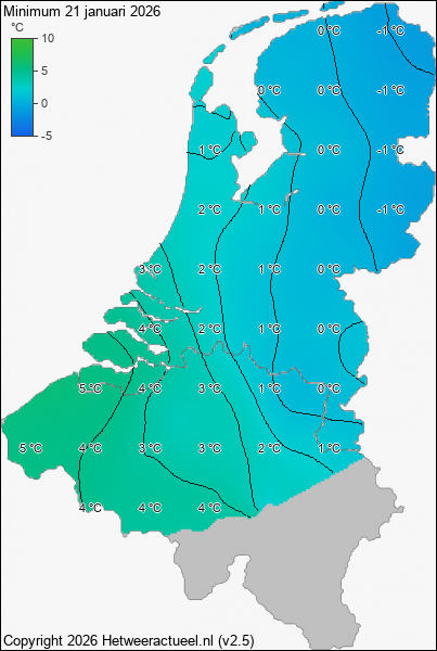 Minimum temperatuur 21 januari 2026