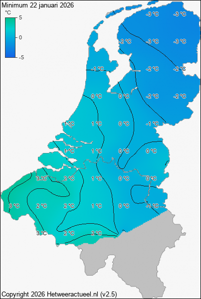 Minimum temperatuur 22 januari 2026