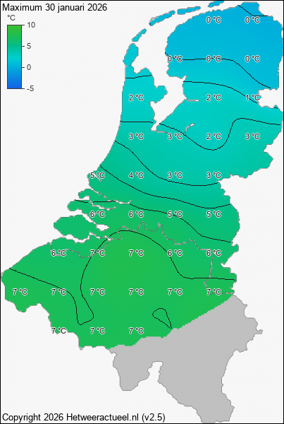 Maximum temperatuur 30 januari 2026