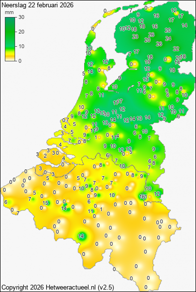 Neerslag 22 februari 2026