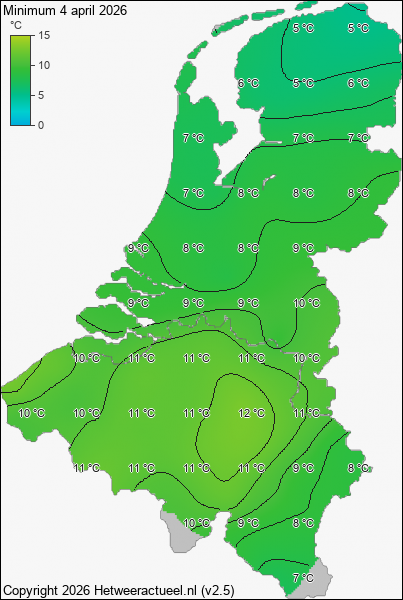 Minimum temperatuur 4 april 2026