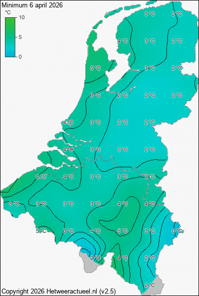 Minimum temperatuur 6 april 2026