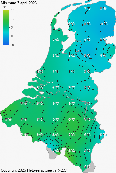 Minimum temperatuur 7 april 2026