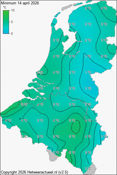 Minimum temperatuur 14 april 2026
