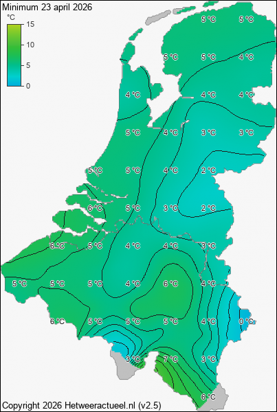 Minimum temperatuur 23 april 2026