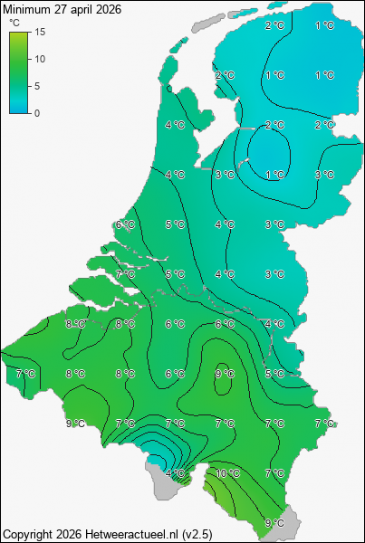 Minimum temperatuur 27 april 2026