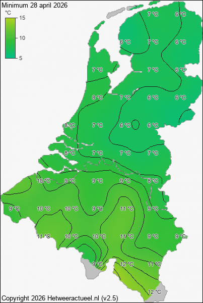 Minimum temperatuur 28 april 2026