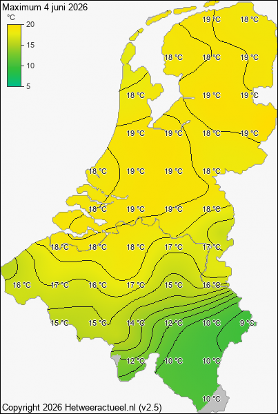 Maximum temperatuur 4 juni 2026