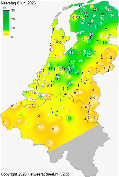 Neerslag 8 juni 2026