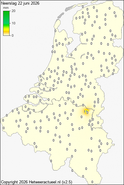 Neerslag 22 juni 2026