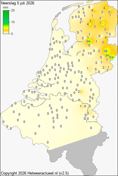 Neerslag 5 juli 2026