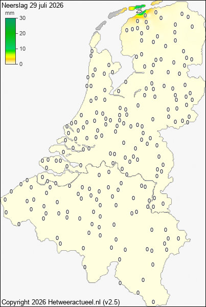 Neerslag 29 juli 2026