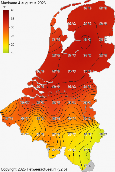 Maximum temperatuur 4 augustus 2026