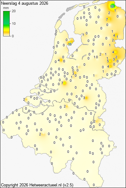 Neerslag 4 augustus 2026