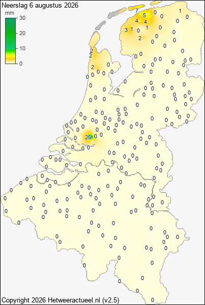 Neerslag 6 augustus 2026