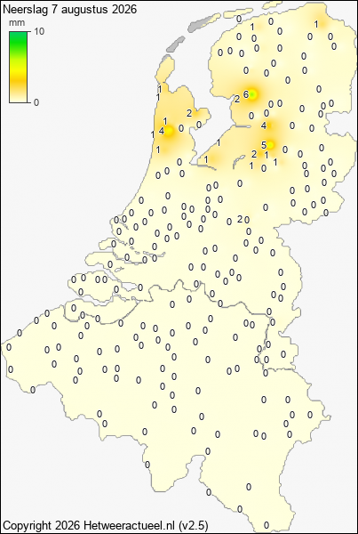 Neerslag 7 augustus 2026