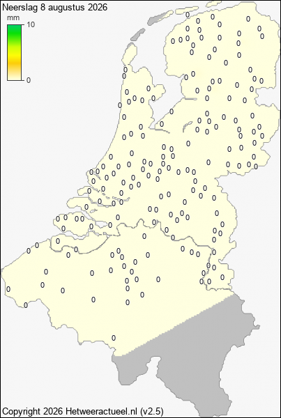 Neerslag 8 augustus 2026