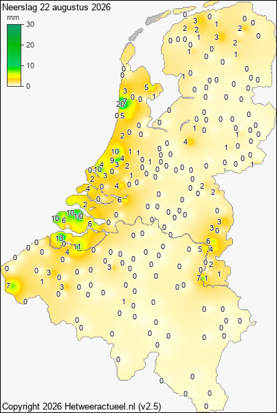 Neerslag 22 augustus 2026