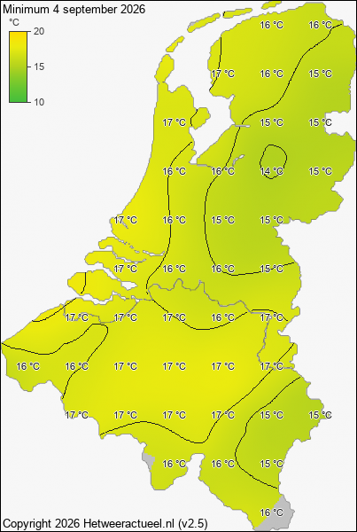 Minimum temperatuur 4 september 2026