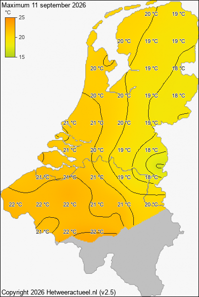Maximum temperatuur 11 september 2026