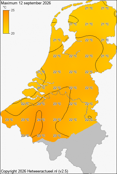 Maximum temperatuur 12 september 2026