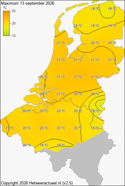 Maximum temperatuur 13 september 2026