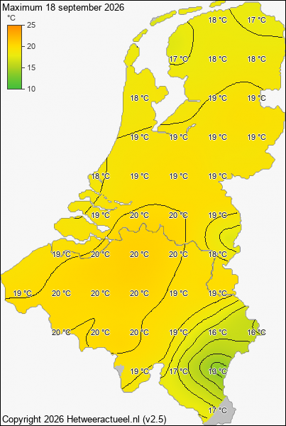 Maximum temperatuur 18 september 2026