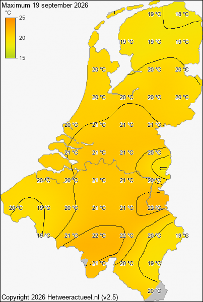 Maximum temperatuur 19 september 2026