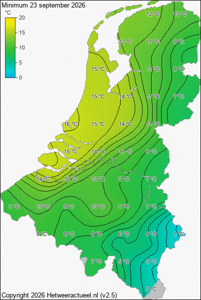 Minimum temperatuur 23 september 2026