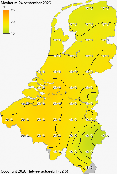 Maximum temperatuur 24 september 2026