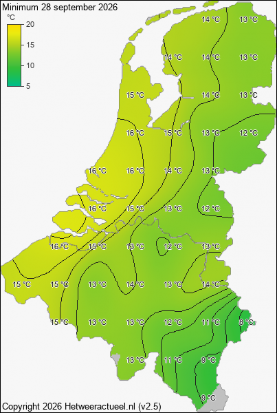 Minimum temperatuur 28 september 2026