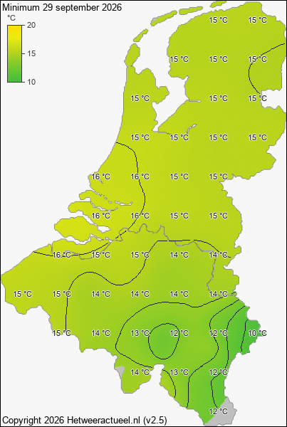 Minimum temperatuur 29 september 2026